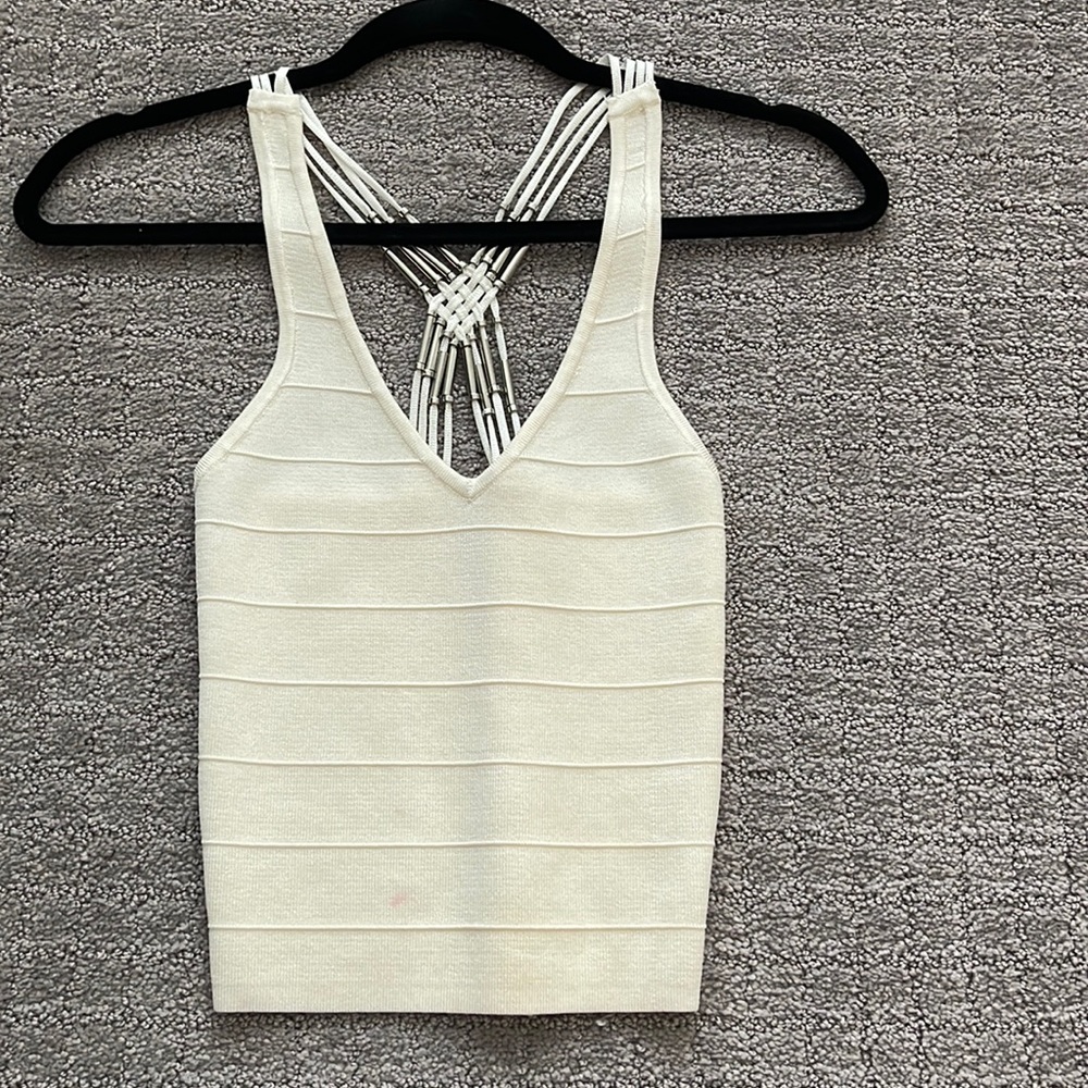 Bebe white and silver bandage top size S